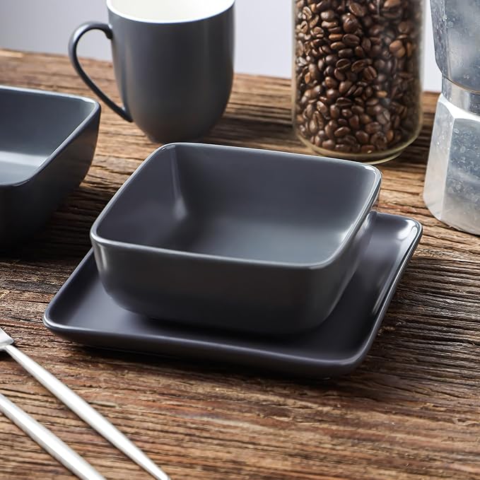 Stone Lain Amy Porcelain Dinnerware Set 24-Piece Service for 6 Gray