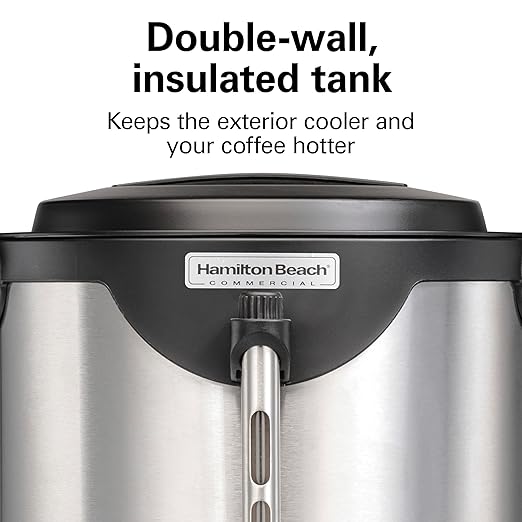 Hamilton Beach Commercial 40 Cup Stainless Steel Coffee Urn Double Wall 120V NSF Certified (HCU040S)
