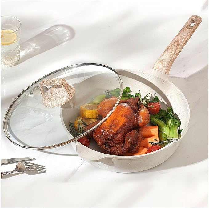 19 Piece Pots and Pans Set Granite Nonstick Cookware Set Induction Ready Kitchen Pots and Pans White
