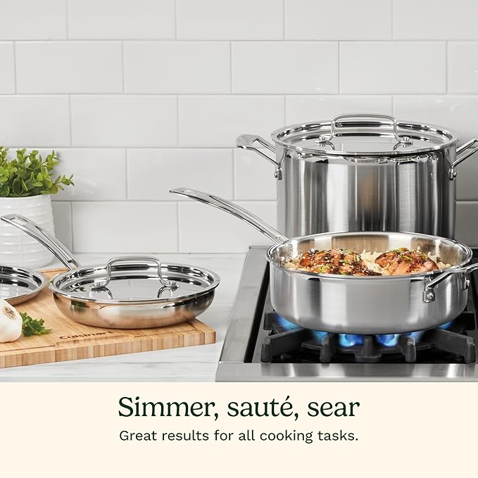 Cuisinart 15 Piece Cookware Set MultiClad Pro Triple Ply Silver MCP-15N