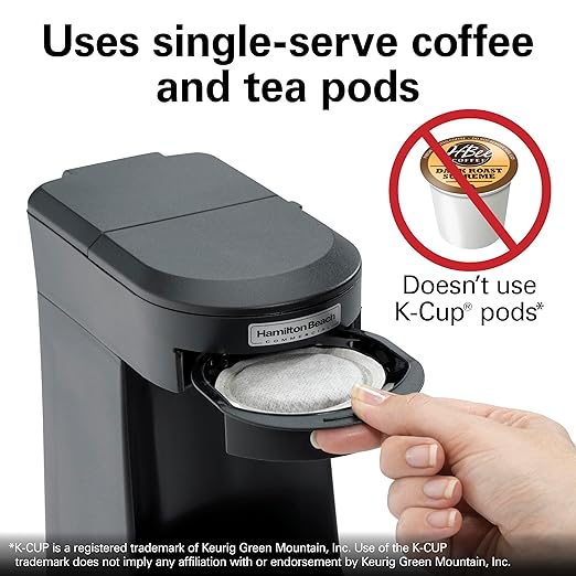 Hamilton Beach Commercial 1 Cup Pod Coffeemaker Black Single Serve Coffee Brewer HDC200B