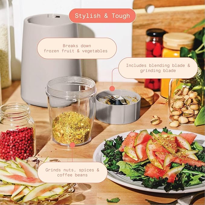 Personal Blender Set 12-Piece 240W Compact Single Serve Blender with Blending and Grinding Cups BPA-Free Dishwasher Safe (Porcini Taupe)