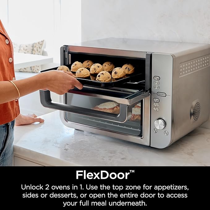 Ninja Air Fryer Toaster Oven Combo | Double Stack XL | 12-in-1 | Fits 4.5 lb Chicken &amp 6lbs of Wings | Smart Finish Cook 2 Different Meals at Same Time | Countertop Oven | Stainless Steel | DCT601