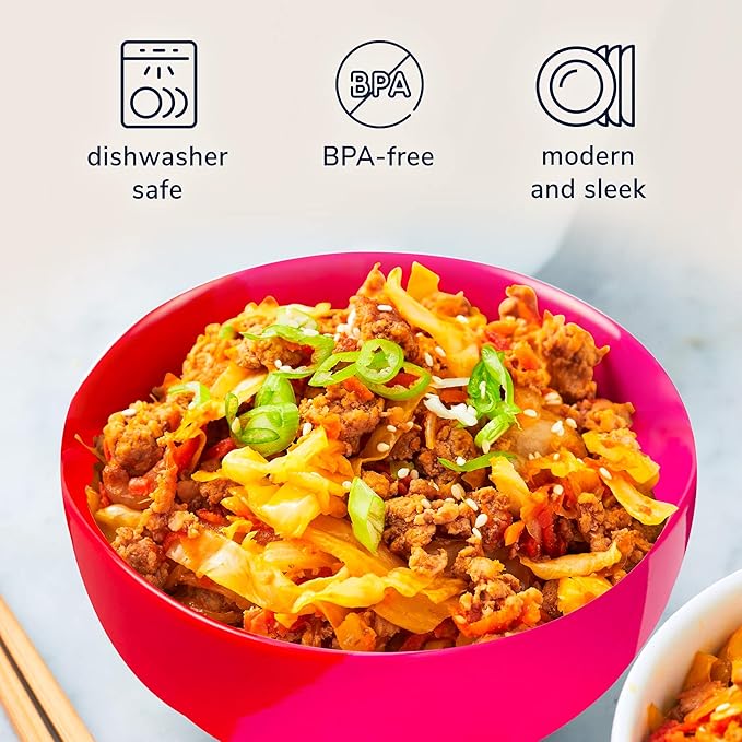 Melamine Serving bowls | Extra Durable Melamine Pasta Salad Bowl | Shatter-Proof and Chip-Resistant | Dishwasher Safe BPA Free | Lightweight Dinnerware Set of 4 | Perfect for Parties Picnics BBQ