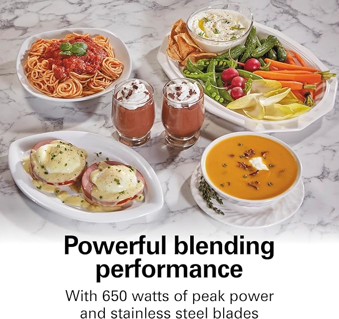 Hamilton Beach MultiBlend Smoothie Blender with 4 Shatterproof BPA Free Jars and Lids Large 32oz Jar 8oz Grinder for Nuts &amp Spices and 2 Portable Travel Cups 650 Watts Black and Stainless (52