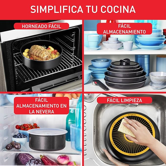 Tefal Ingenio Easy ON Non-Stick 20 piece Pan Set 22&amp24&amp26&amp28 cm Frying Pans 16&amp18&amp20 cm Saucepans 24 cm Sautepan 16&amp18&amp20 cm Lids Draining Lid Anti-Splatter Lid 5 Ut