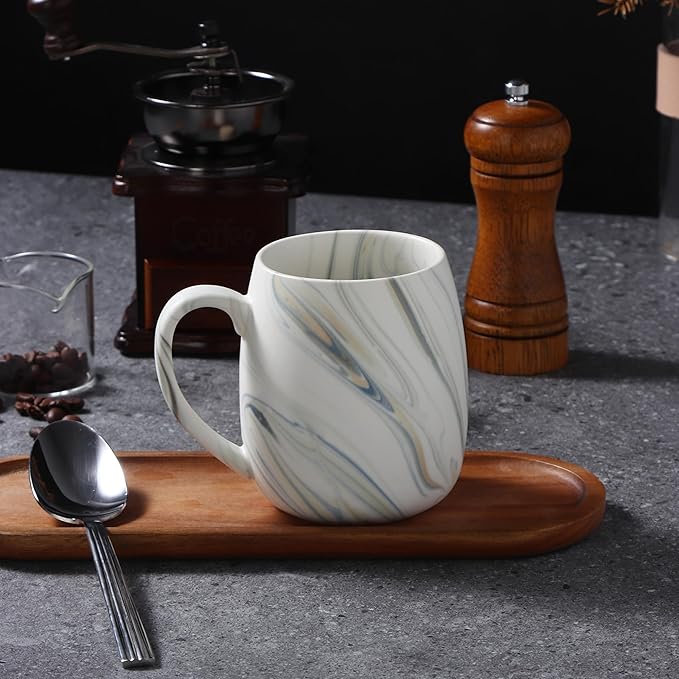 Lorren Home Trends Marble Pattern Dinnerware Set 16 Piece Service for 4 Includes 10.5 Dinner Plates 7.75 Salad Plates 32 oz Bowls 16 oz Mugs Dishwasher &amp Microwave Safe