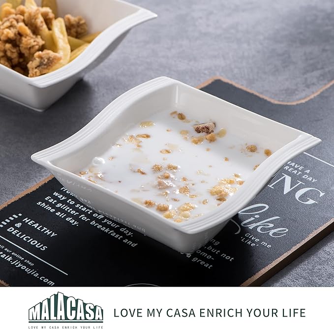 MALACASA 30 Piece Ivory White Dinnerware Sets Bundle with 26 Piece Plates and Bowls Sets Series FLORA
