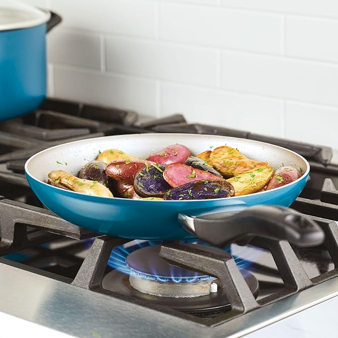 Farberware 20361 Dishwasher Safe Nonstick Cookware Set / Pots and Pans Set - 15 Piece Blue