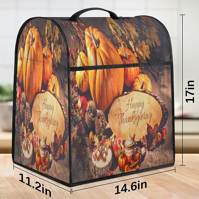 cfpolar Kitchen Aid Mixer Cover Compatible with 6-8 Quarts Thanksgiving Pumpkin Fall Stand Mixer Cover Kitchen Aid Mixers Accessories Appliance Organizer Bag Dust Covers with Zipper Pocket