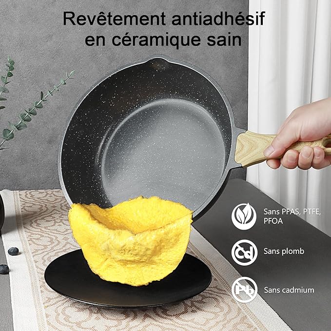 GiPP Pots and Pans Set Non Stick - 22 Pcs Grey Granite Kitchen Cookware Sets Nonstick Induction Cookware Non-toxic Cooking Pan Set with Lids PFOS and PFOA Free
