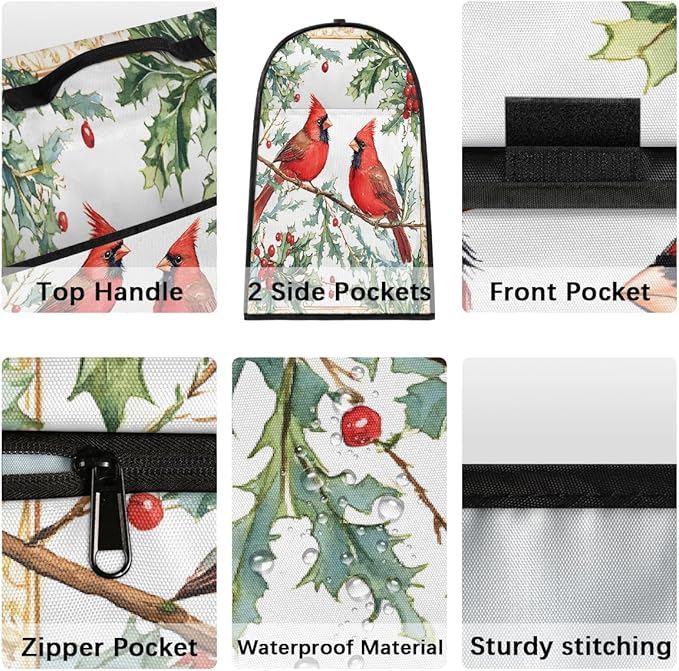 cfpolar Kitchen Aid Mixer Cover Compatible with 6-8 Quarts Christmas Cardinal Holly Stand Mixer Cover Kitchen Aid Mixers Accessories Appliance Organizer Bag Dust Covers with Zipper Pocket