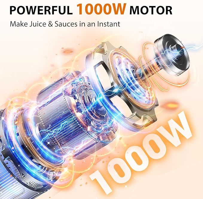 KOIOS Immersion Blender 1000W Anti-scratch 3-in-1 Hand Blender Upgraded 12 Speed Stainless Steel Blade Stick Blenders with Turbo Mode Whisk and Milk Frother Non-BPA