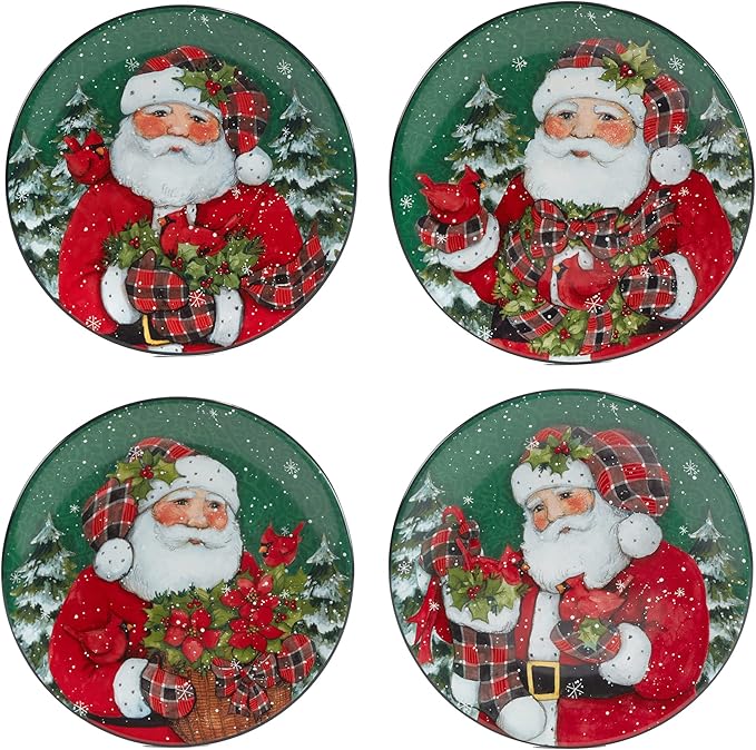 Certified International Christmas Lodge Santa 16 pc Dinnerware Set Service for 4