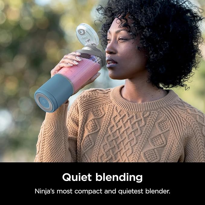 Ninja Blast 16 oz. Personal Portable Blender with Leak Proof Lid and Easy Sip Spout Perfect for Smoothies Cordless USB-C Rechargeable Dishwasher Safe Parts (Renewed) (Denim Blue)