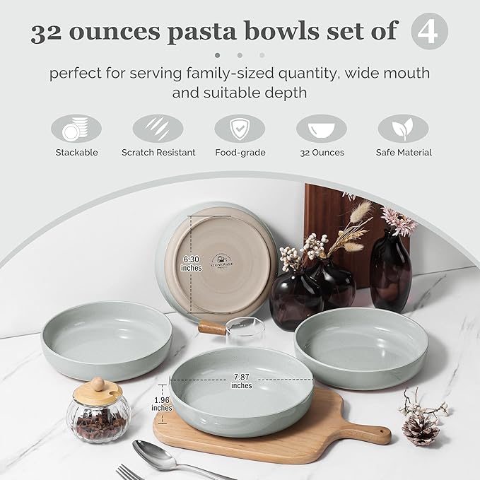 HaWare Dinnerware Sets 16-Piece Stoneware Plates and Bowls Set for 4 Ceramic Dish Set for Home Restaurant Chip and Scratch Resistant Microwave and Dishwasher Safe Speckled Misty Grey