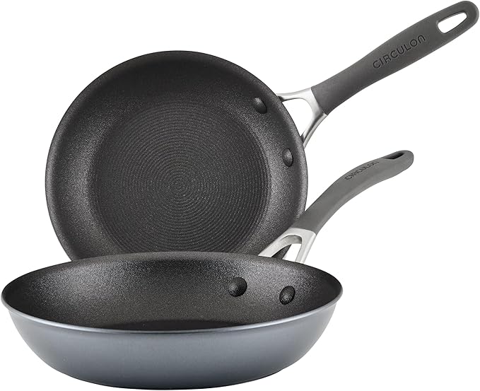 Circulon A1 Series with ScratchDefense Technology Nonstick Induction Frying Pans/Skillet Set 8.5 Inch and 10 Inch - Graphite Skillet Set (8.5 &amp 10)
