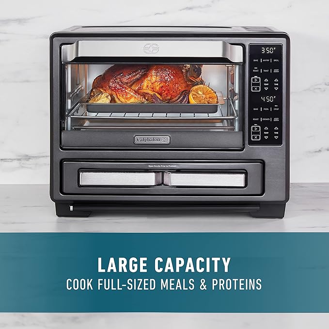 Calphalon Performance 12-in-1 Air Fry Toaster Oven with Dual Zone 12 Pizza Drawer Oven comboDigital Precision Controls Dark Stainless