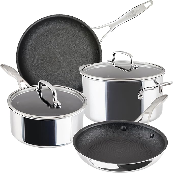 Circulon Scratch Defense Stainless Steel Pan Set: 4 Piece Induction Hob Pan Set with Extreme Non Stick Induction &amp All Hob Suitable
