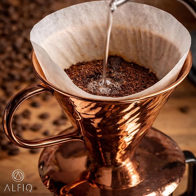 Copper Pour Over Coffee Dripper 0.35L Single Cup Manual Brewer Reusable Metal Filter Cone for Cafe Quality Brew Premium Handcrafted Drip Maker