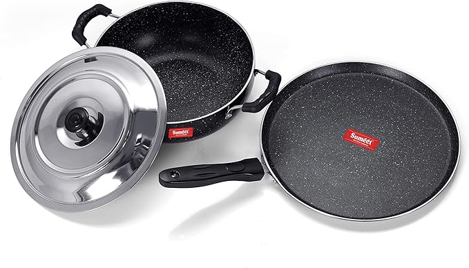 Sumeet NonStick Sparkle Induction Cookware Set of 2 Pcs (Tawa - 26.5Cm Kadhai - 22Cm - 2 Ltr)