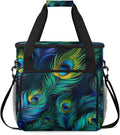 Peacock Feather Travel Coffee Maker Carrying Bag Large Organizer Storage Tote Bag Insulated Reusable Cooler Grocery Bags