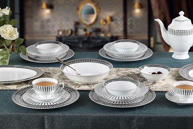 Lorren Home Trends Fiesta-57 Dinnerware Set for Entertaining One Size Black