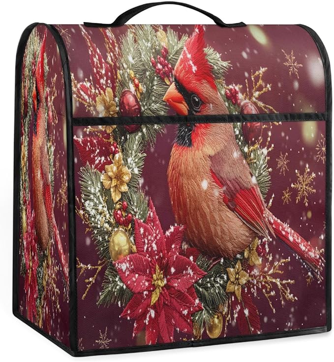 cfpolar Kitchen Aid Mixer Cover Compatible with 6-8 Quarts Christmas Bird Cardinal Stand Mixer Cover Kitchen Aid Mixers Accessories Appliance Organizer Bag Dust Covers with Zipper Pocket