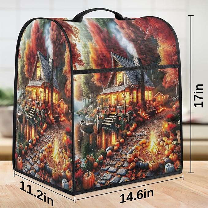 cfpolar Kitchen Aid Mixer Cover Compatible with 6-8 Quarts Autumn Pumpkin Castle Stand Mixer Cover Kitchen Aid Mixers Accessories Appliance Organizer Bag Dust Covers with Zipper Pocket