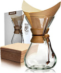 AGOGO Pour Over Coffee Maker Set Glass Coffee Maker with 50pcs Filter Paper -for Home Office Camping Cafes - Easy Clean Coffee Dripper Set (Soft Towel&ampBrush Included)(10 Cup/34oz)