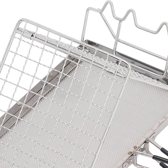 Camp Stove Toaster Stainless Steel Foldable Portable Toaster Tray Rack for Outdoor Camping Stovetop Multifunctional Bread and Rice Cake Toaster for Picnics Barbecues