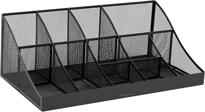 Mind Reader Countertop Organizer 2-Tier Office Breakroom Supply Caddy Metal Mesh Black