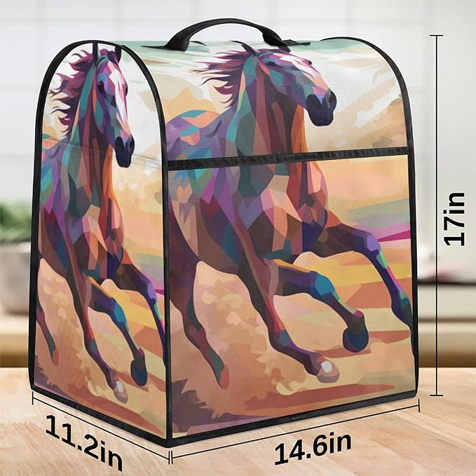 cfpolar Kitchen Aid Mixer Cover Compatible with 6-8 Quarts Painted Animal Horse Stand Mixer Cover Kitchen Aid Mixers Accessories Appliance Organizer Bag Dust Covers with Zipper Pocket