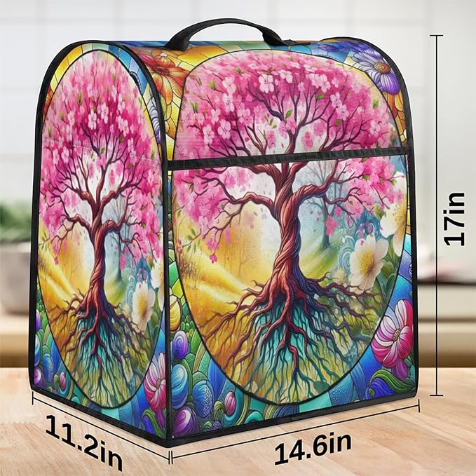 Kitchen Aid Mixer Cover Tree Of Life Flower Stand Mixer Cover Compatible with 6-8 Quarts Stand Mixers Dust Covers with Zipper Pocket Foldable Washable Kitchen Aid Organizer Bag