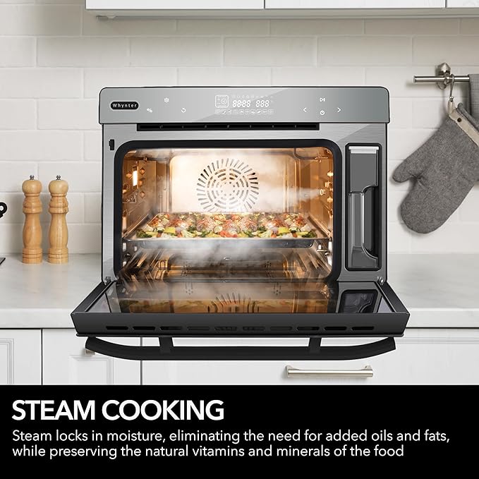 Whynter Multi-Function Convection Steam Oven 40 Quart Air Fryer Dehydrator Yogurt Maker 1800W Stainless Steel LED Control Tempered Glass Door