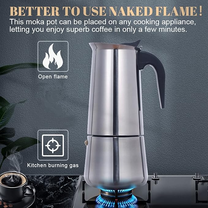 Atyhao Electric Coffe MakerElectric Coffeemaker Pots Food Grade Stainless Steel Pot for Home and Outdoor Camping (300ml)