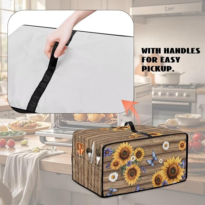 Doojoayie Butterfly &amp Sunflower Toaster Cover 4 Slice Toaster Oven Covers Small Appliance Protector Universal Fit Kitchen Appliance Covers for Bread Machine Air Fryer