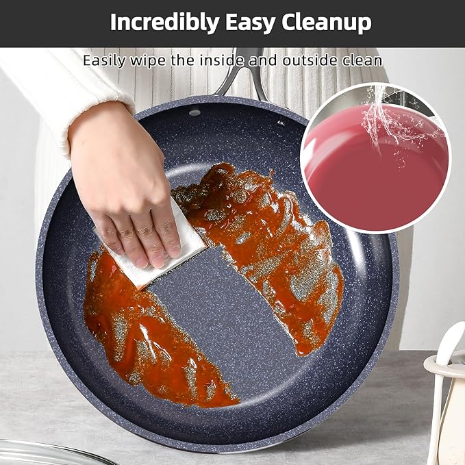 Nuwave Lux 13pc Forged Lightweight Cookware Set PFAS Free Healthy G10 Duralon Ceramic Coating Ultra Non-Stick Stay-Cool Handles Works on All Cooktops &amp Induction Ready