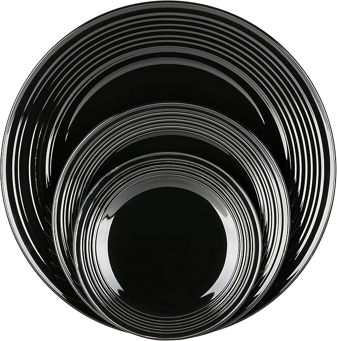 10 Strawberry Street Nova Black Round 62-Piece Dinnerware Set Service for 6