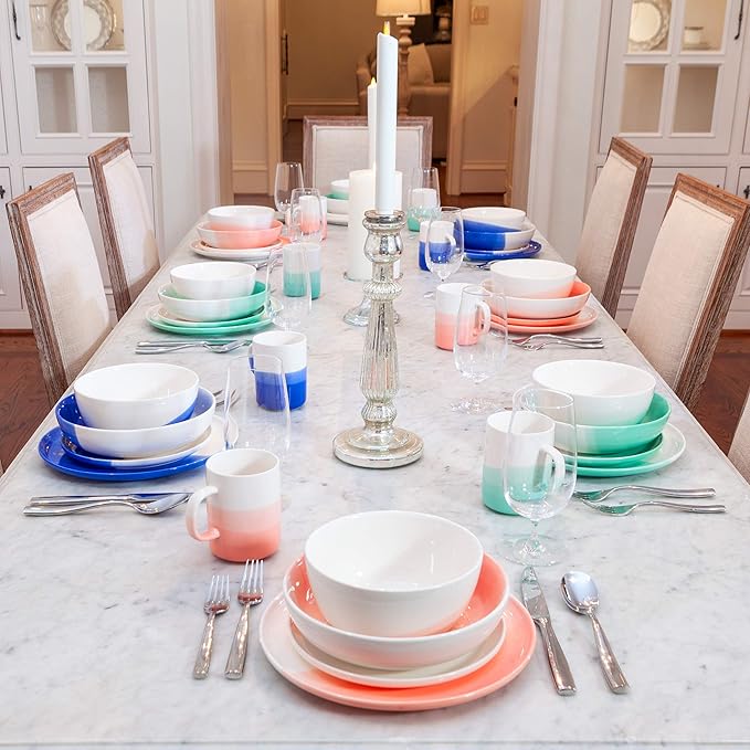 Ombre Dinner Plates Oia Blue - 10.25 inch Porcelain Plates Set Ceramic Plate Set of 4 - Ombre Dinnerware Collection - Oia Plates