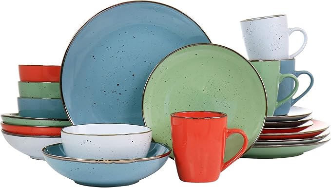 Evelyn Mix &amp Match Round Stoneware Dinnerware Set Assorted Color - 20 Piece