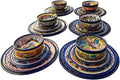 30-Piece Talavera Dinnerware Set | Colorful Tableware (Seats 6)