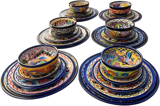30-Piece Talavera Dinnerware Set | Colorful Tableware (Seats 6)