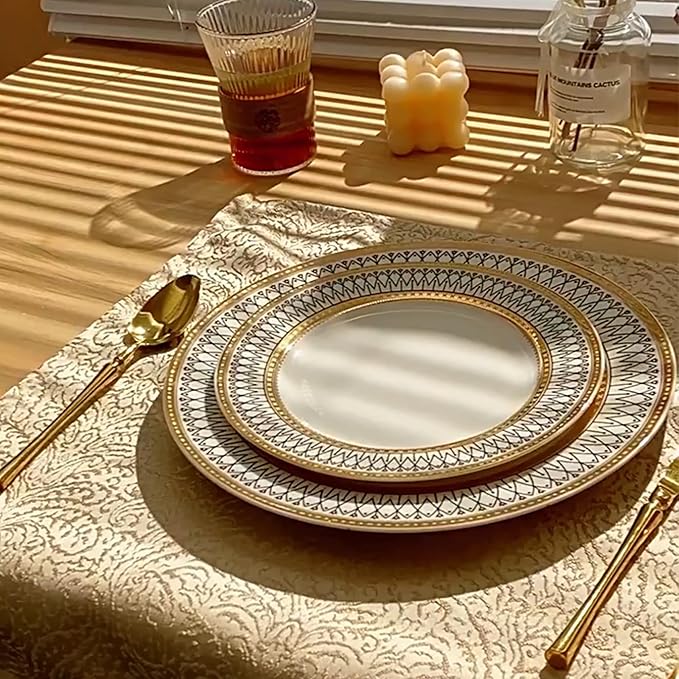 bone china plate set service for 4 16 pieces gold trim dinnerware set elegant dishes sets for anniversary business banquet and housewarming