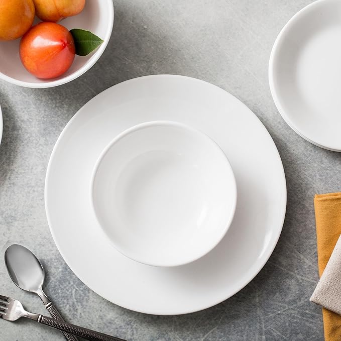 Corelle Vitrelle 18-Piece Dinnerware Set 6-Piece Salad Plate Set Triple Layer Glass Chip Resistant Winter Frost White