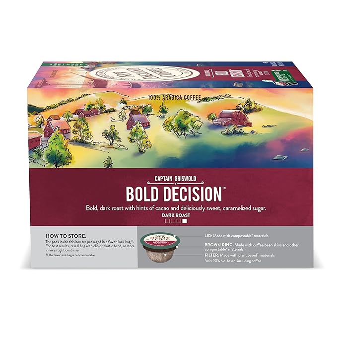 New England Coffee Bold Decision Dark Roast Single Serve Pods 10ct Box (Pack of 6)