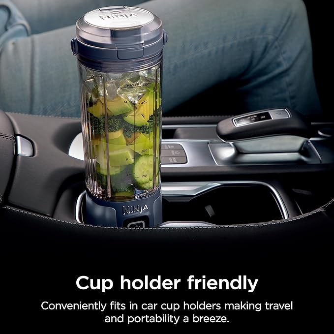 Ninja BC151NV Blast Portable Blender Cordless 18oz. Vessel Personal Blender-for Shakes &amp Smoothies BPA Free Leakproof-Lid &amp Sip Spout USB-C Rechargeable Dishwasher Safe Denim Blue (Ren