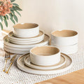AmorArc Ceramic Dinnerware Sets Handmade Reactive Glaze Stoneware Plates and Bowls SetsHighly Chip and Crack Resistant | Dishwasher &amp Microwave Safe Dishes Set Service for 4 (12pc)