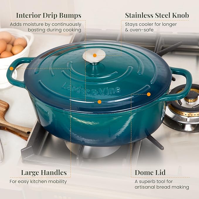 Larder &amp Vine 20 Piece Cookware Set (Bondi) | Dutch Oven Utensil Set Braiser and Trivets