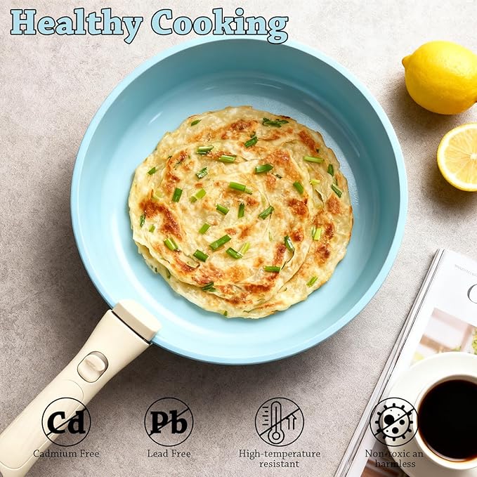 24 Pcs pots and pans setcookware set non stickpots and pans set Oven-safe and dishwasher-safePFAS/PFOA FreeInduction Dishwasher Oven Safe cookware set (Blue)